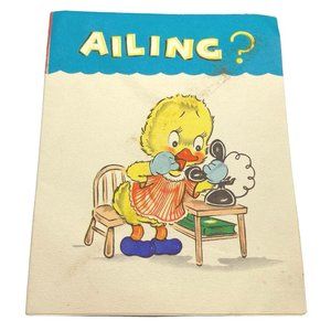 Vintage Get Well Soon Greeting Card Baby Duck Art Guild of Williamsburg Used